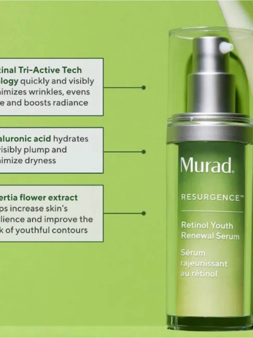 MURAD Resurgence Retinol Youth Renewal Anti Aging Face & Neck Serum NIB NEW - Picture 2 of 6